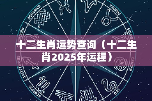 十二生肖运势查询（十二生肖2025年运程）
